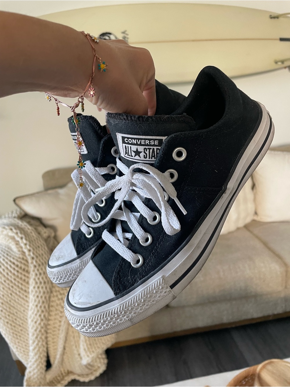 Converse Low Top Sneakers in Black and White